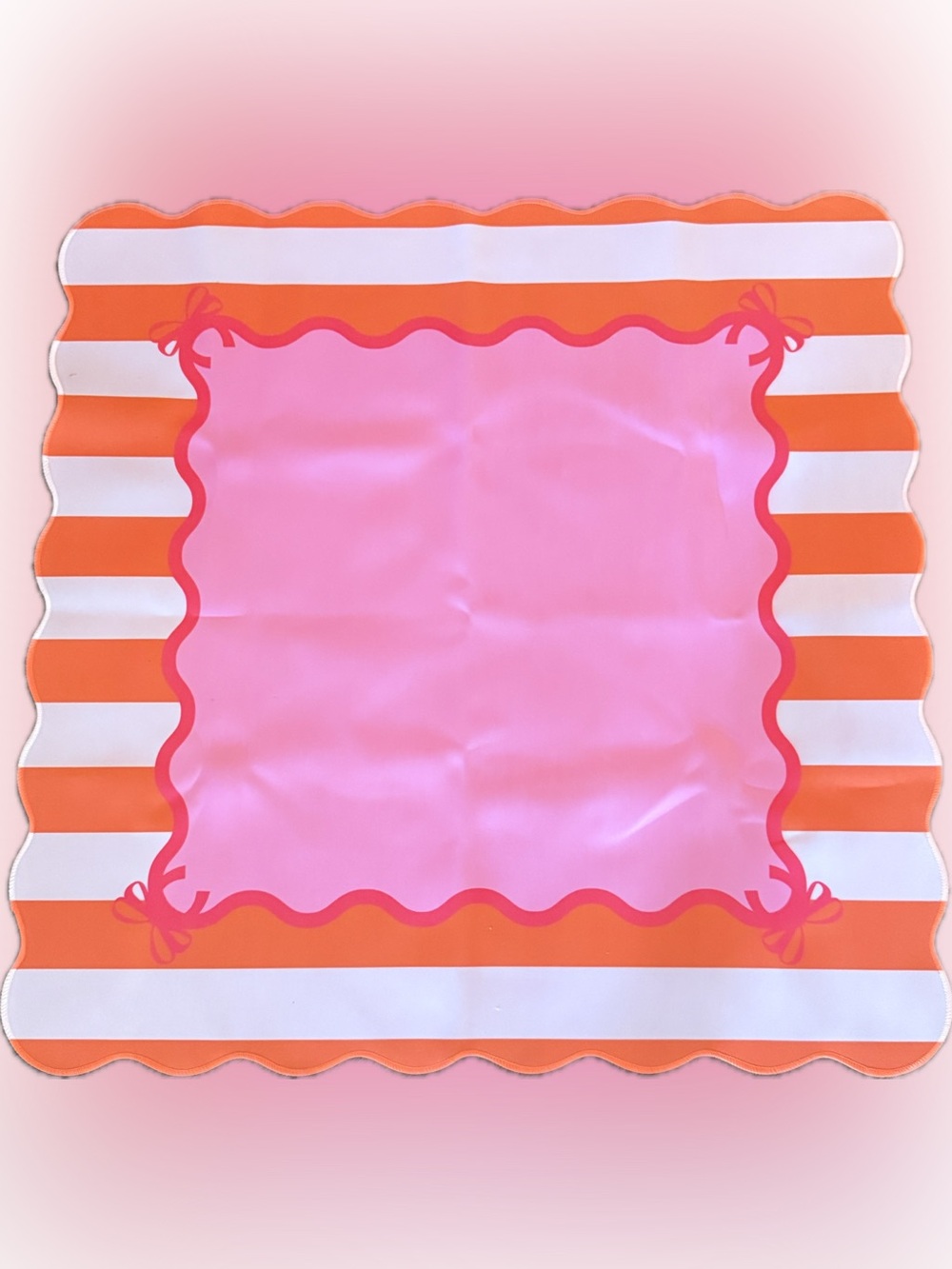 Pink and Orange Scalloped Mahjong Mat 31.5" x 31.5"